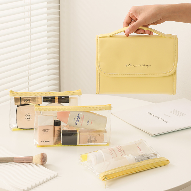 Simple Multifunctional Large-capacity Cosmetic Bag PUPortable Waterproof Travel Toiletry And Skin Care Product Storage Bag