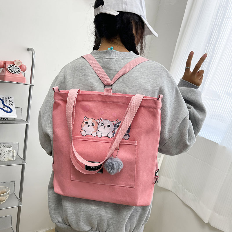 Large-capacity canvas bag 2024 new style fashionable and trendy student class bag, Korean-style simple tutorial bag, one-piece consignment undefined