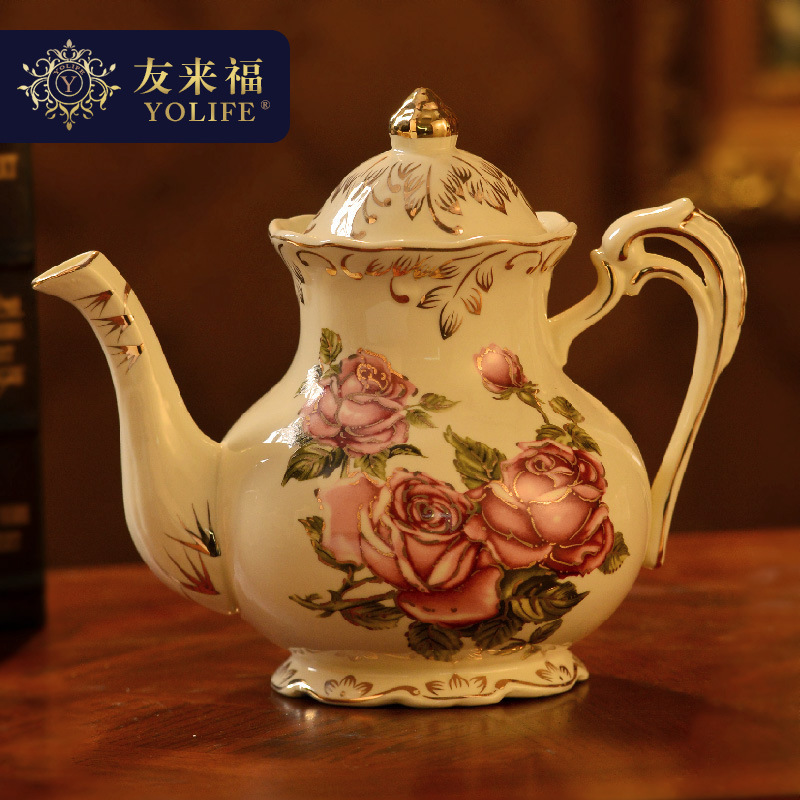 European-style Ceramic Coffee Pot Vintage Palace Style Flower Tea Pot Afternoon Tea Kung Fu Tea Set Household Tea Maker Cold and Hot Pot