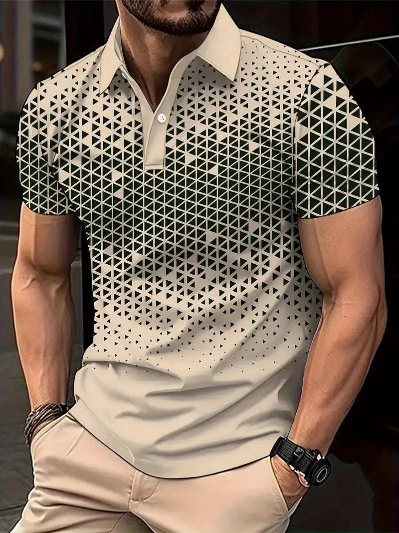 Camisa polo de solapa con botones de manga corta para hombre europeo y americano de Amazon Camisa de moda callejera con estampado digital 3D MB13