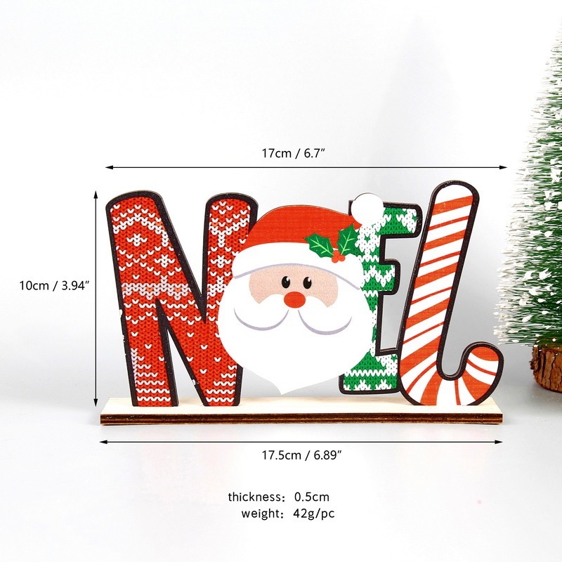 クリスマス装飾木製デスクトップ装飾品ダイニングショッピングモールショップウィンドウ木製工芸品カラフルな組み立てられた装飾品|undefined