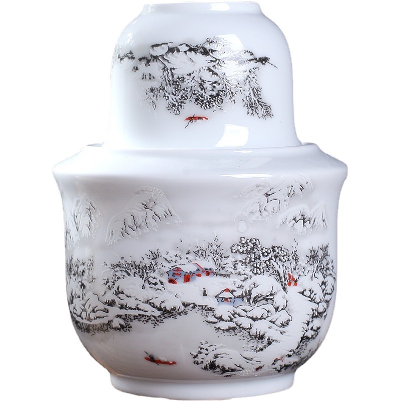 Jiulou Pavilion Jingdezhen Blue and White Ceramic Warming Hangs Chinese Ancient Style Household Wine Ironing Warming Hangs Drink Set 2