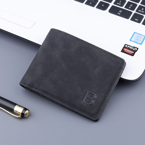 Cross-border men's short dollar wallet men's frosted retro multi-functional men's wallet multi-card slot foreign trade wholesale