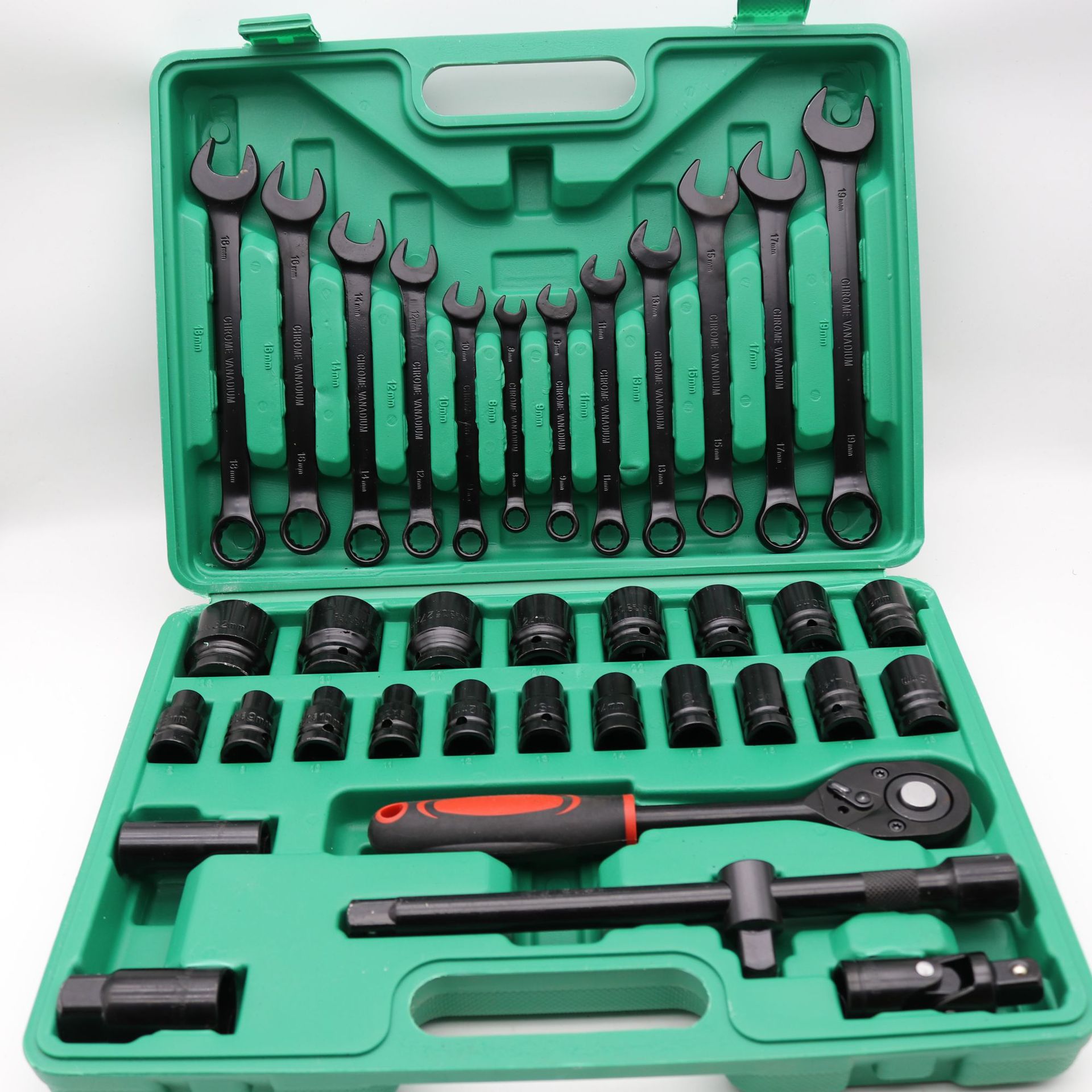 厂家现货汽修工具套装扳手套筒37件套大飞棘轮扳手两用扳手工具盒