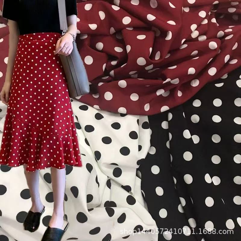 Wholesale Polka Dot Chiffon Skirt Shirt Dress Fabric Soft and Light Skin-Friendly Breathable Fabric Handmade Di Wholesale Polka Dot Chiffon Skirt Shirt Dress Fabric Soft and Light Skin-Friendly Breathable Fabric Handmade Di