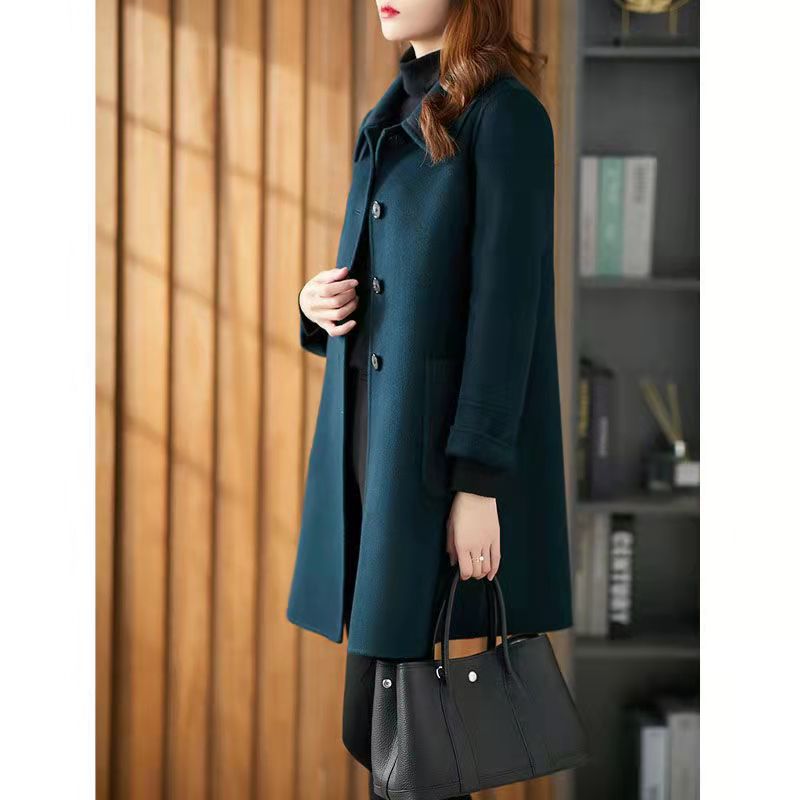 Fashionable Age-reducing Double-sided Cashmere Coat Women's Mid-length 2024 Spring New Loose Tall Slim-fit Woolen Coat