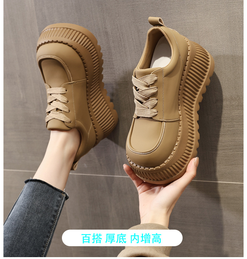 Giày sneaker nữ đế dày tăng chiều cao bên trong, đế bánh xốp mềm mại — Màu đen chi tiết 1