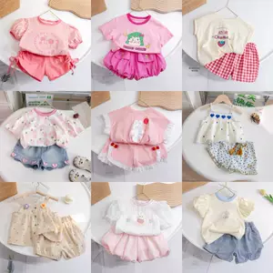 2025 New Summer Children's Clothing Short-Sleeve Cartoon Print Fashion Trendy Outfits for Toddlers and Kids Wholesale
