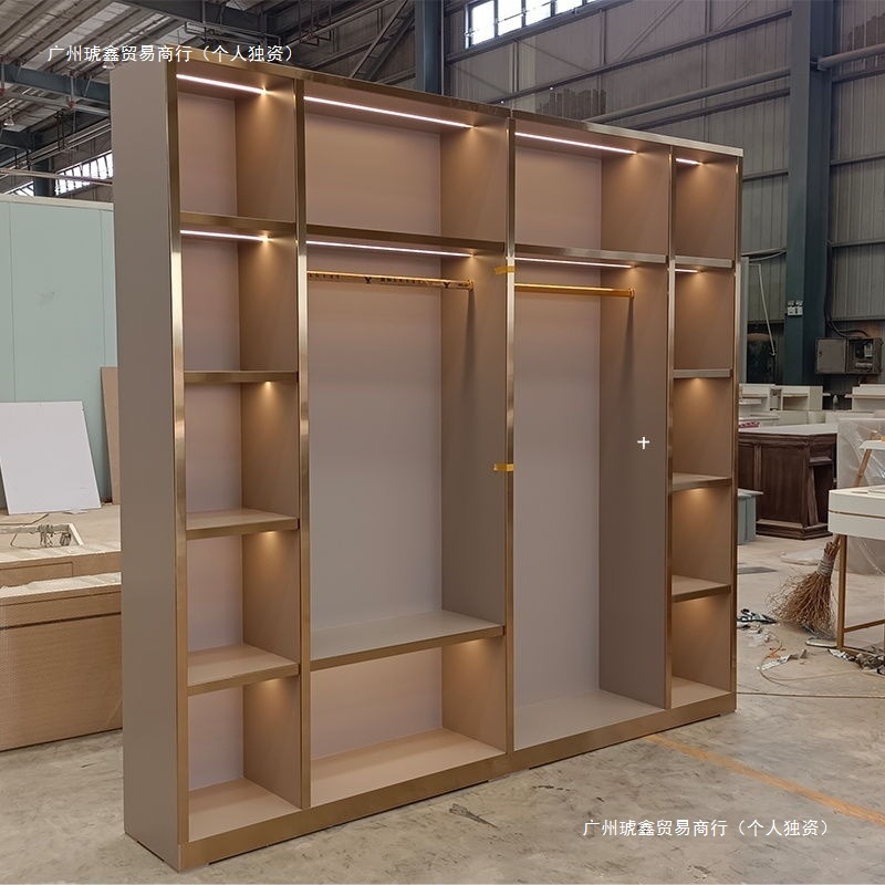 直播间柜女包展示柜鞋子包包展示架直播间柜台店铺背景不锈钢包边