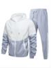 Men's Colorblock Zip Up Hooded Jacket & Pants Tracksuit Set|ms
