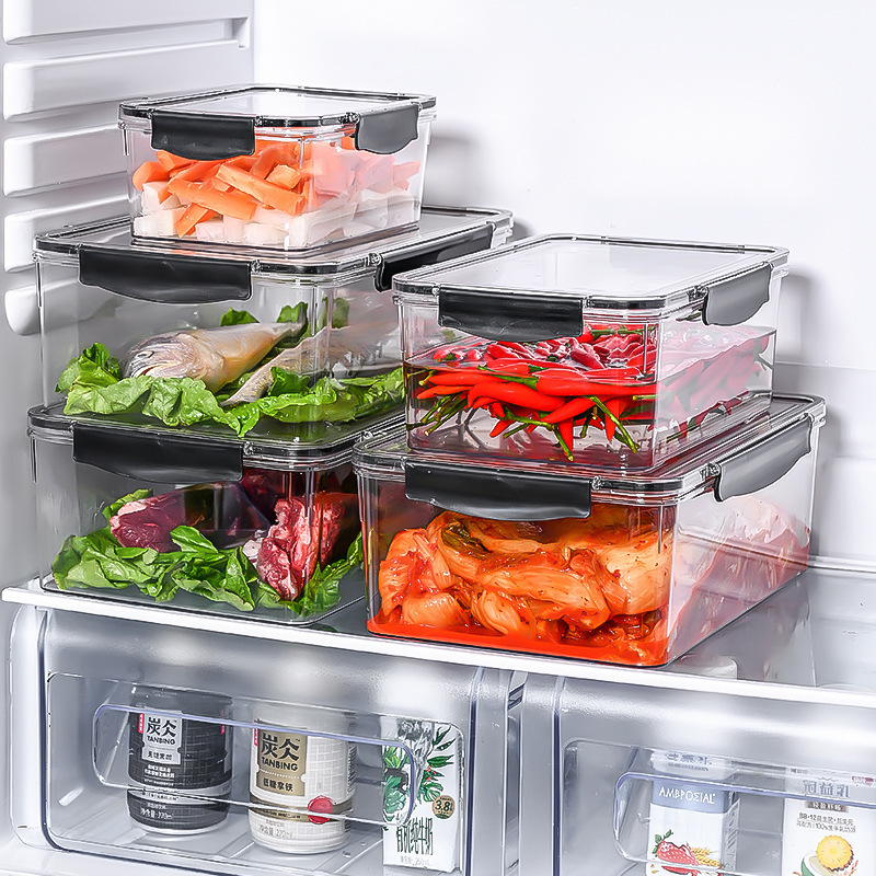 冰箱食物保鲜盒密封罐厨房分类收纳盒大容量泡菜盒带盖塑料收纳盒