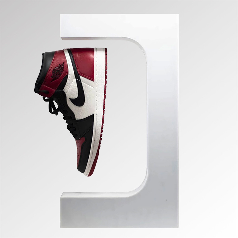 Expositor de Zapatos con Levitación Magnética, Soporte de Exhibición Giratorio Luminoso de Acrílico, Expositor Industrial de Zapatos con Levitación Magnética