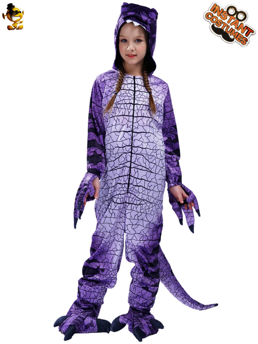 De Halloween de los niños púrpura Tyrannosaurus cos traje de la mascarada juego de rol Tyrannosaurus traje de la etapa