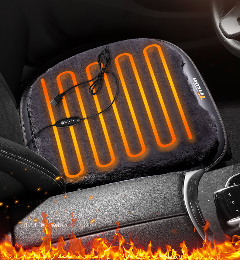 in stock wholesale winter heating car seat cushion car USB heating seat cushion speed heating 12V factory direct plush cushion