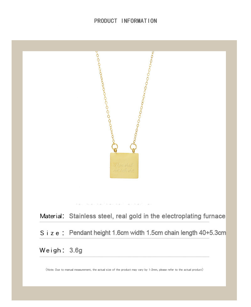 English Letters Lucky Letter Square Brand Necklace Titanium Steel Clavicle Chain display picture 3