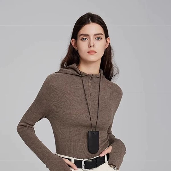 Marryher German Imported Yangzi Yarn Machine Washable Seamless Fine Wool Hooded Knit Sweater for Women in Autumn and Winter