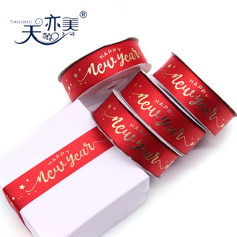 Tianyi Mei 2cm en Stock Año Nuevo cinta de impresión 2024 Feliz Año Nuevo cinta festiva roja
