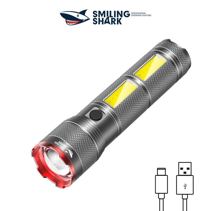 Outdoor double light highlight flashlight telescopic zoom