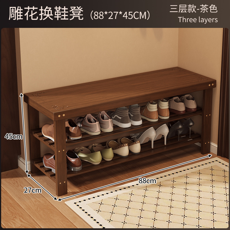 Zapatero integrado con banco para cambiar zapatos para uso doméstico en la entrada del pasillo, se puede usar para sentarse, banco de almacenamiento de zapatos de varias capas simple para apartamentos de alquiler. image 17
