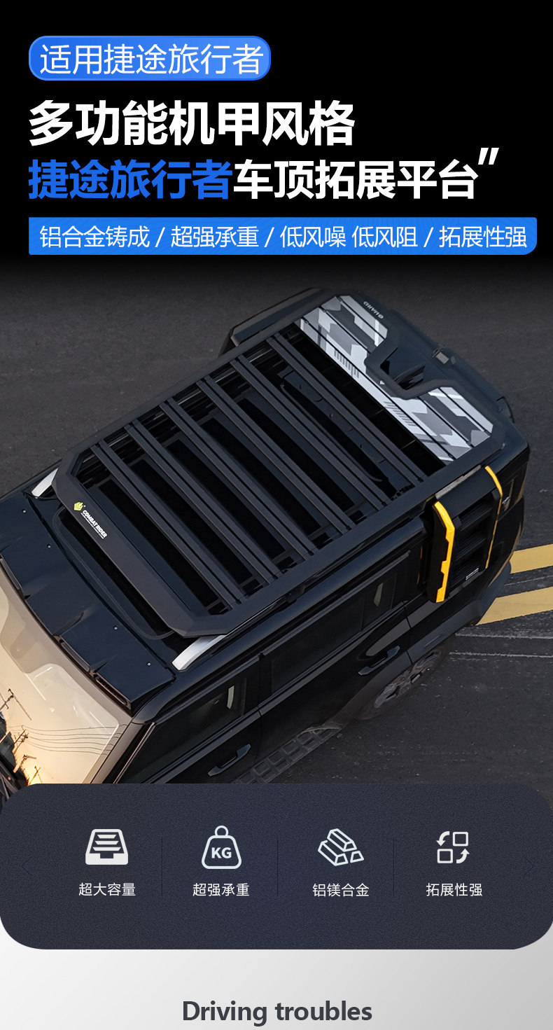 Suitable for Jietu Traveler Outdoor Camping Car Roof Expansion, Explorer Car Roof Luggage Rack, Canopy Side Tent, Ladder