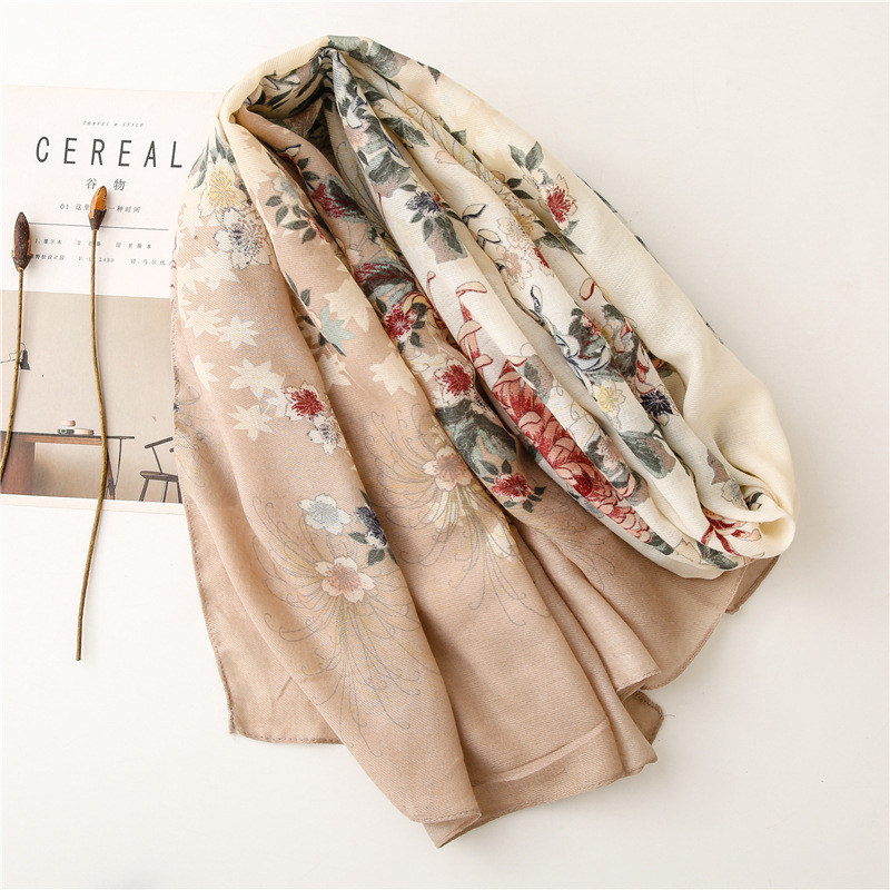 200g Weight Indoor Occasion Stripe Pattern Women'S Gender Elegant Style Retro Korean Style Fashion Printing Scarf 3