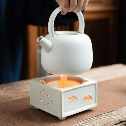 Antique Yuebai Japanese-style candle tea making electric ceramic stove kettle light luxury flower tea fruit tea tea maker heat-resistant lifting beam kettle