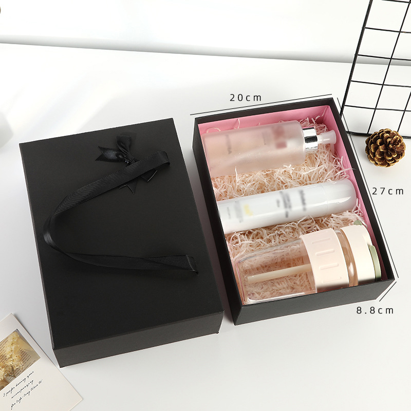 Black Gift Portable Box Lipstick Cosmetic Large Gift Box Bow Drawer Box Exquisite Pull-out Paper Box