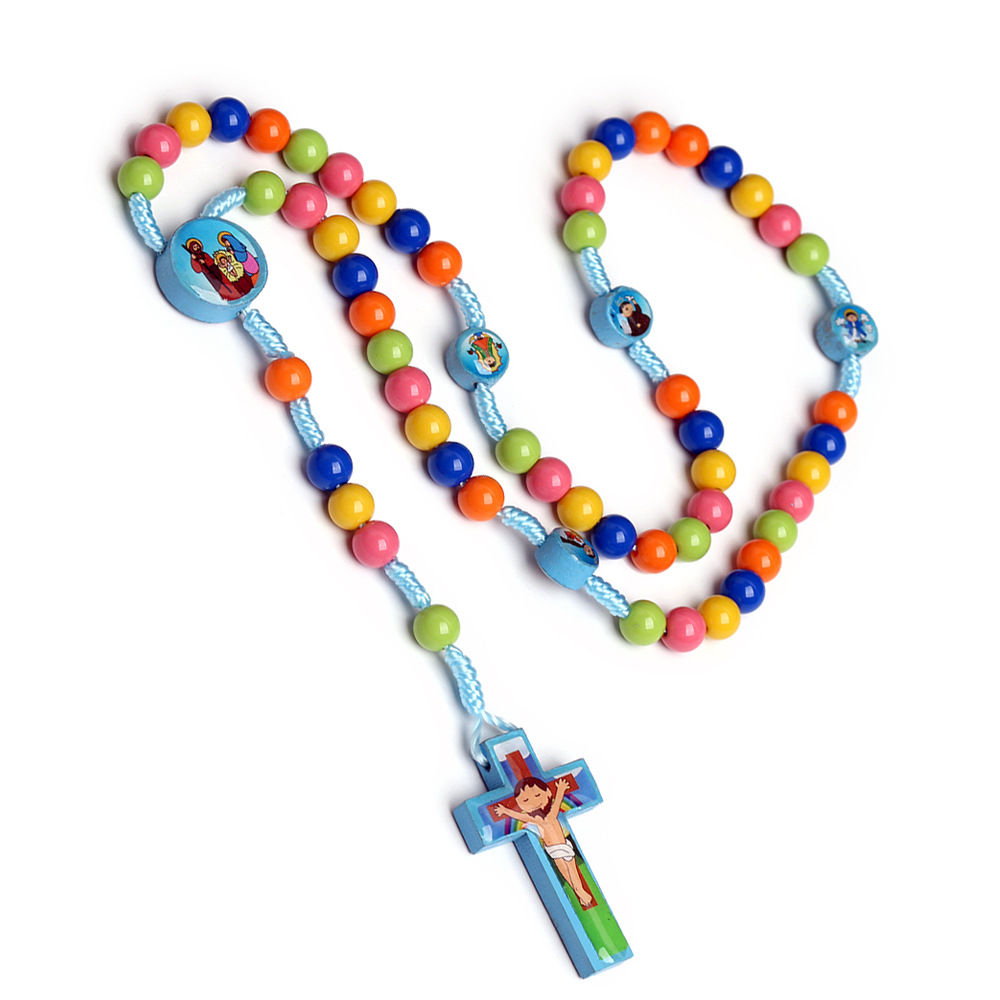 Cartoon Style Cross Wood Epoxy Kid's Necklace display picture 2