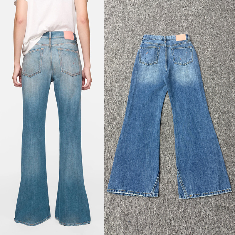 AC High-waisted Women's Jeans With Splatter-paint Graffiti, Blue Flared Pants, European And American Style, Versatile_voghion.com