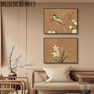 Song Dynasty Aesthetic Hanging Painting with Orchids, New Chinese Style, for Living Room, Dining Room, Study, Tea Room, Zen Wall Art