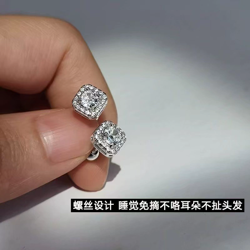 Earrings with zircon, light luxury style, micro incrustation, silver 925 sample