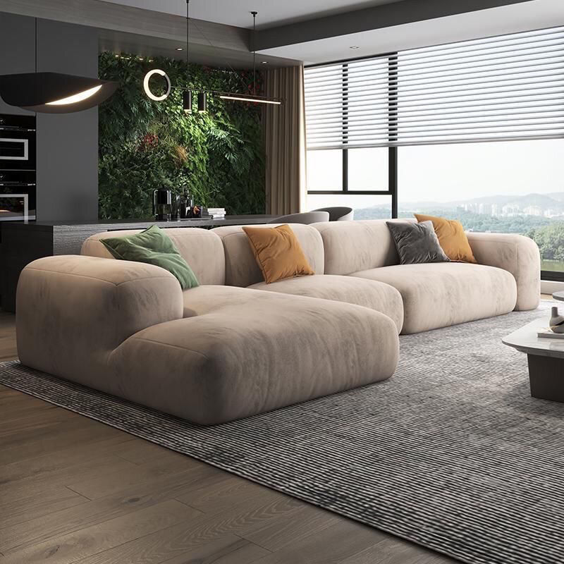 Modern Light Luxury Simple Cream Style Fabric Sofa Living Room Large and Small Apartment Straight Row Imperial Concubine Internet Celebrity Technology Cloth Sofa