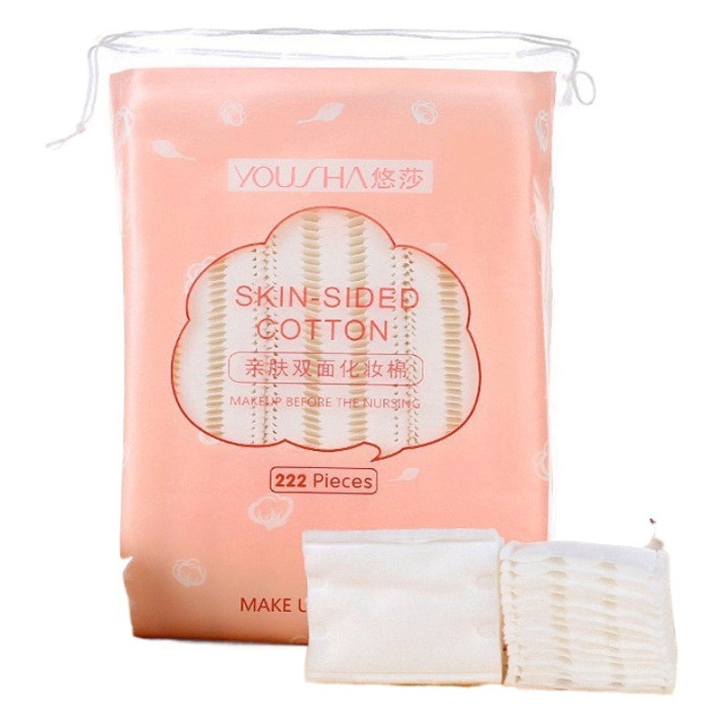 Yousha Borde de doble cara presionando sándwich maquillaje algodón 222 piezas bolsa espesado removedor de maquillaje bolsa de algodón removedor de uñas algodón en stock suministro