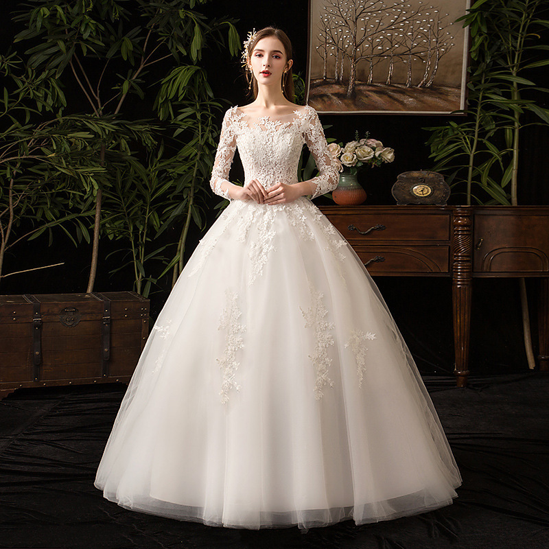 Forest-Style Main Wedding Dress 2026 New Model, Bride's Elegant Princess-Style Long-Sleeve Simple Slimming Dreamy High-End Light Wedding Gown Forest-Style Main Wedding Dress 2026 New Model, Bride's Elegant Princess-Style Long-Sleeve Simple Slimming Dreamy High-End Light Wedding Gown