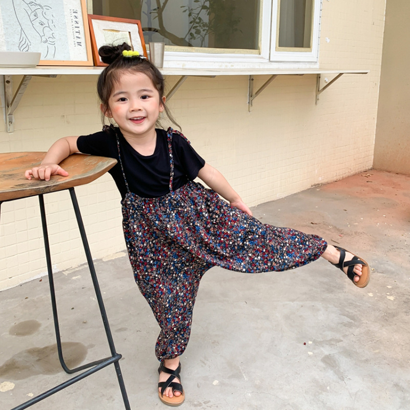 girl suit Short sleeved jacket Broken flowers camisole Jumpsuits 21 Summer wear new pattern Foreign trade Children's clothing On behalf of
