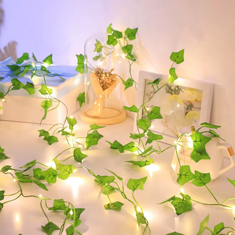 绿叶爬山虎藤条灯串led地瓜叶铜线灯圣诞户外装饰枫叶常青藤彩灯