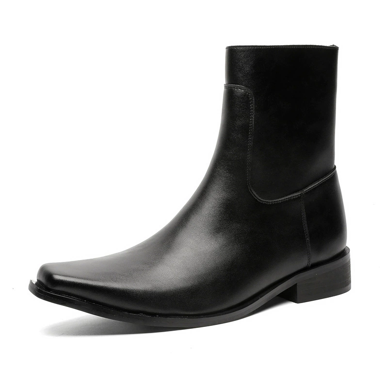 Demi-season platform boots with zipper, Chelsea style, leather, unisex 38–46