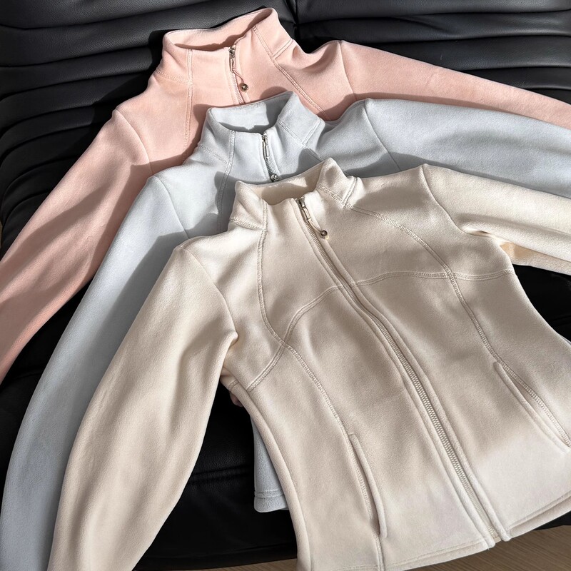 White Slim-Fit Double-Sided Fleece Stand-Collar Sweatshirt Jacket for Women, Autumn and Winter Hot-Selling 2026 New Warm Top