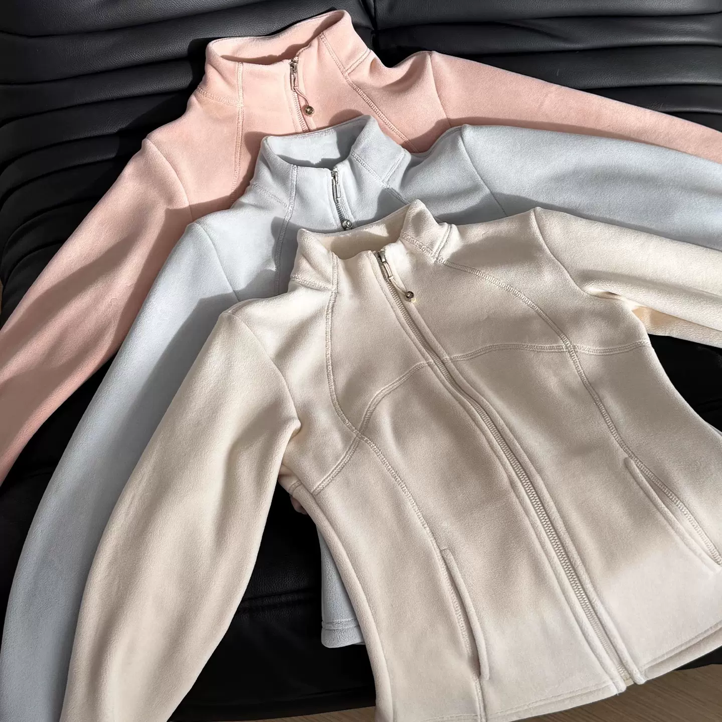 白色修身显瘦双面奥粒绒立领卫衣外套女秋冬爆款2025新款保暖上衣