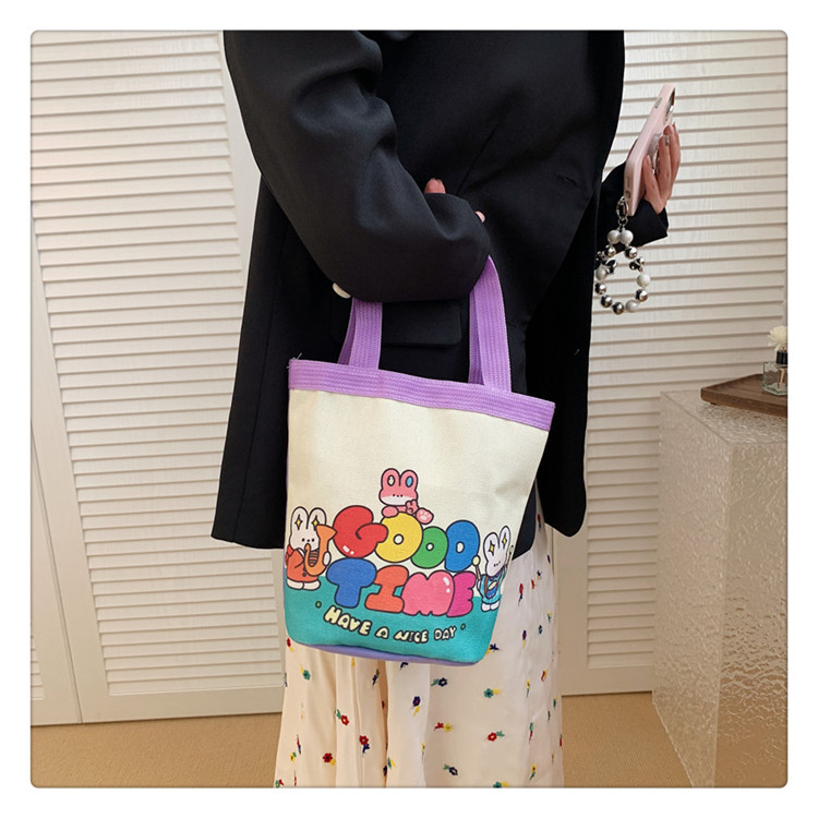 Women's Medium Spring&summer Canvas Cute Basic Canvas Bag Handbag display picture 2
