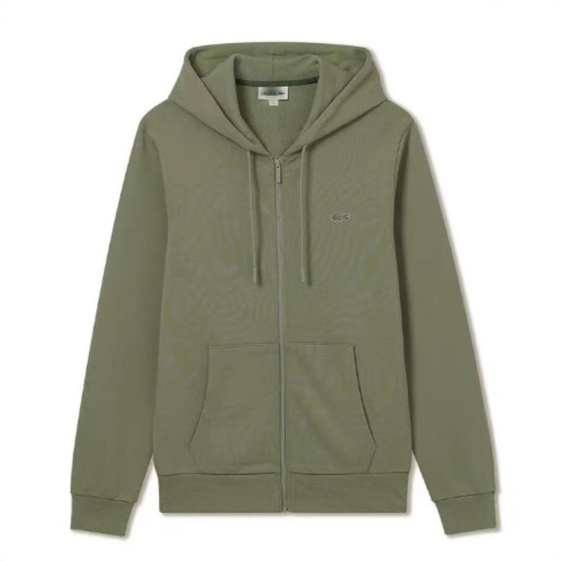 Classic Crocodile Logo Hooded Zipper Sweatshirt Men's Casual Cotton Jacket Factory Direct Delivery Embroidered Pullover