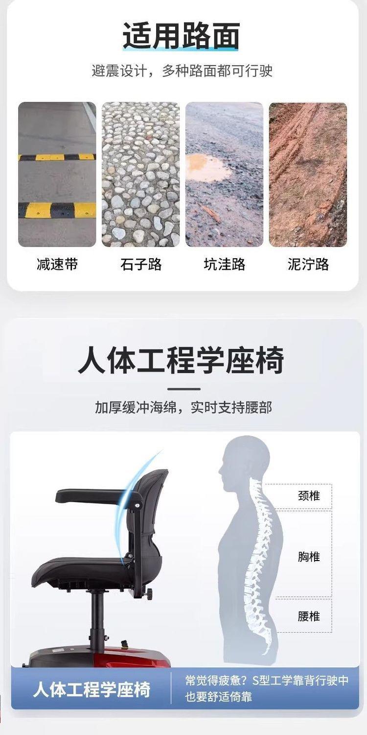 Four-Wheel Electric Mobility Scooter for the Elderly, Suitable for Free Movement in Scenic Parks, Foldable Electric Scooter for Home Use