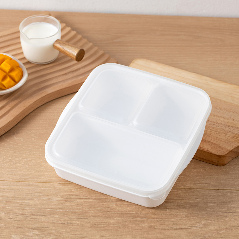 Caja de almuerzo de oficina sellada con caja de almuerzo para estudiantes tres particiones con cubierta caja de preservación fresca puede calentarse por microondas caja de almuerzo
