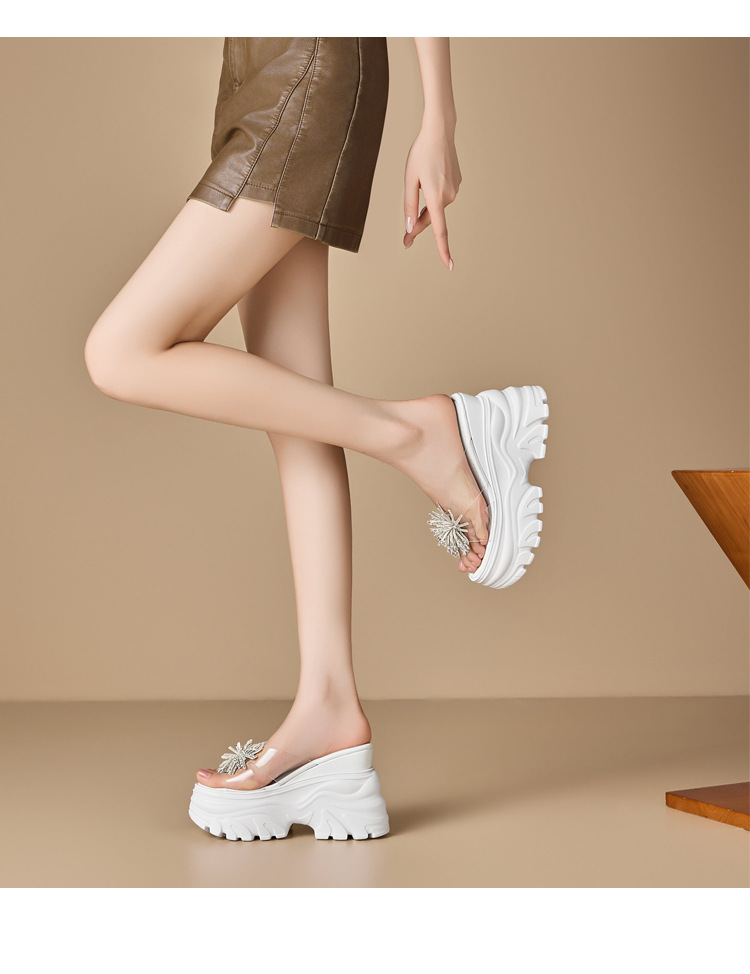 Giày cao gót nữ đế xuồng platform gót 12 cm, mũi tròn, phong cách trẻ trung — màu trắng chi tiết 5