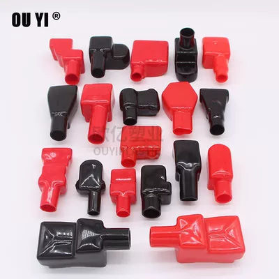 Car on the line of fire, Cap Battery Clamp Terminal Connector - socks-and-shoe-shape-red-50-black-50-pcs
