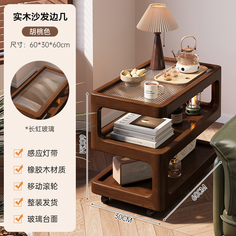 Sofá de madera maciza móvil gabinete lateral sala de estar estilo medieval mesa de té doméstica dormitorio creativo alternativa de mesilla de cama