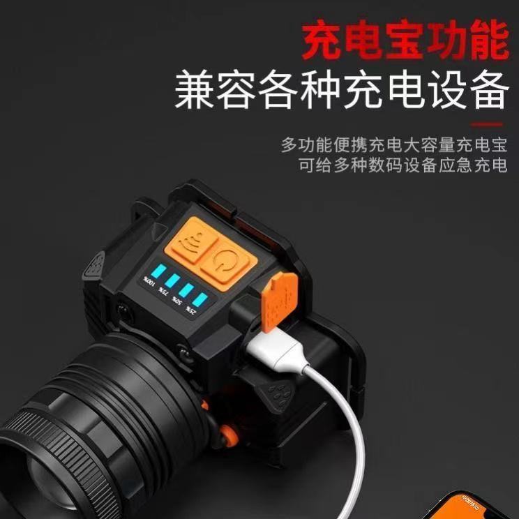 국경 LED 헤드 라이트 강한 빛 USB 충전 슈퍼 밝은 유도 노란색 빛 머리 장착 장거리 탈장 야외 밤 낚시 작은 광부 램프
