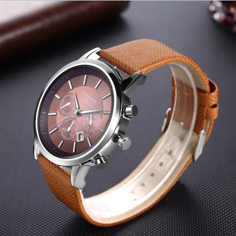 New light luxury fashion simple men's watch leisure belt calendar watch_voghion.com