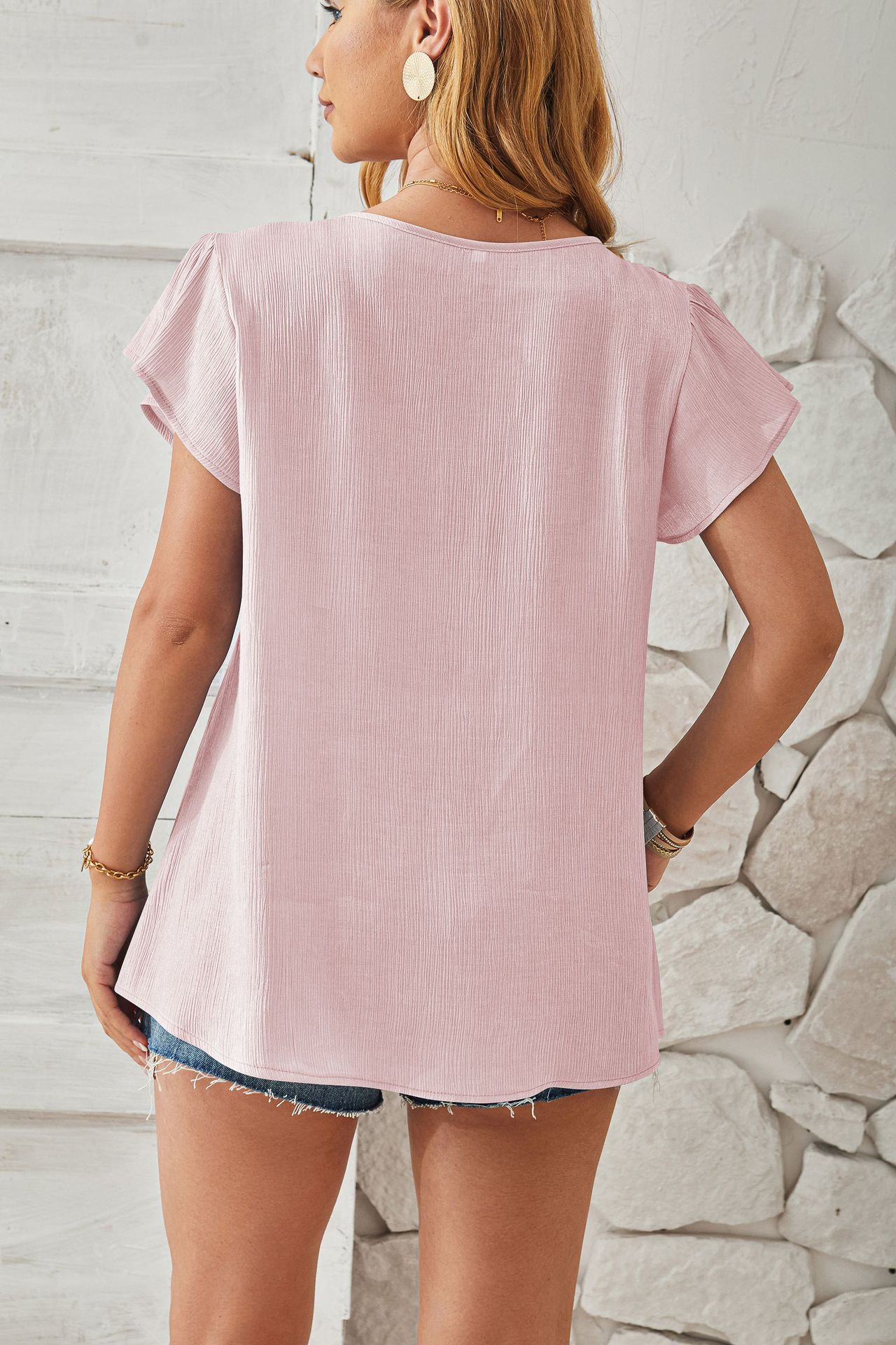 Frau T-Shirt Kurzarm T-Shirts Pailletten Einfacher Stil Einfarbig display picture 18