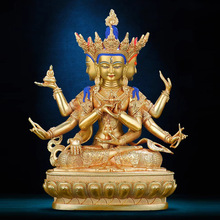 藏传密宗尊胜佛母佛像摆件铜全鎏金仿尼泊尔精工佛台摆件郎迦玛